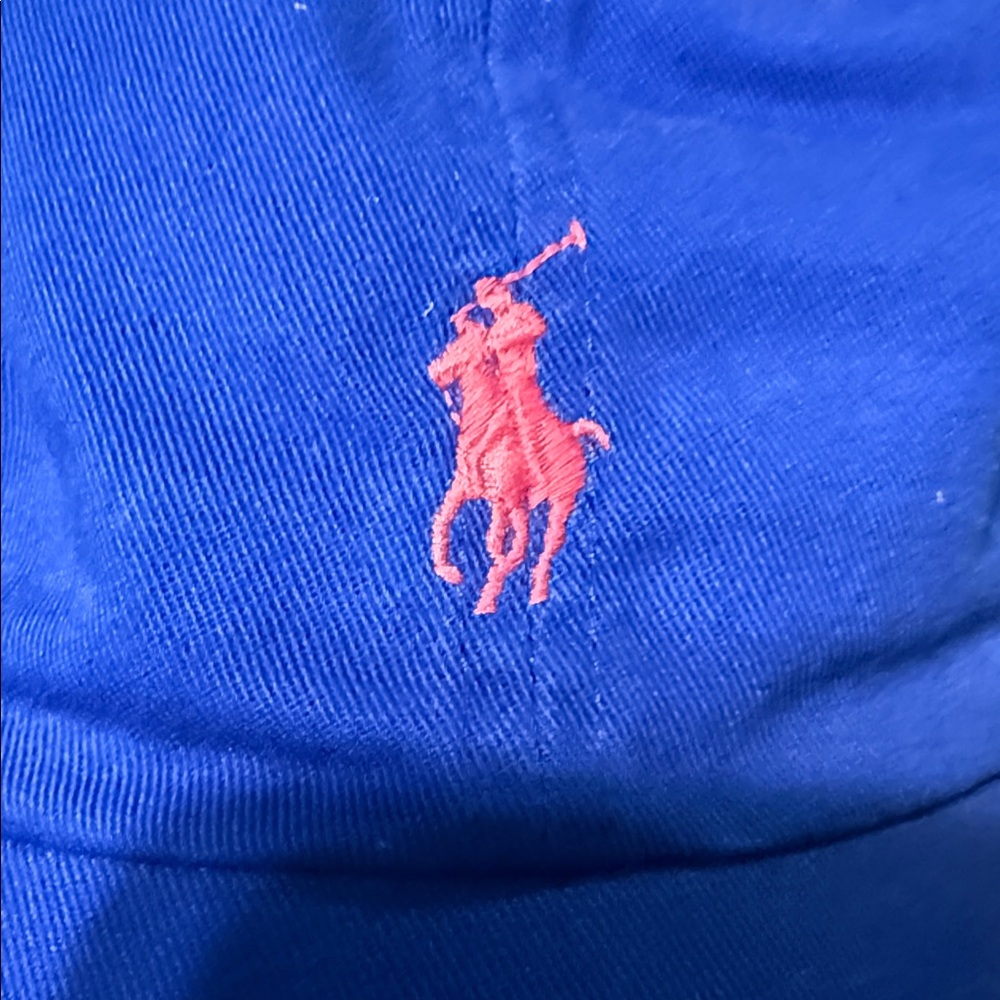Blue Polo Cap with Red Logo. Adjustable - Picture 4 of 4